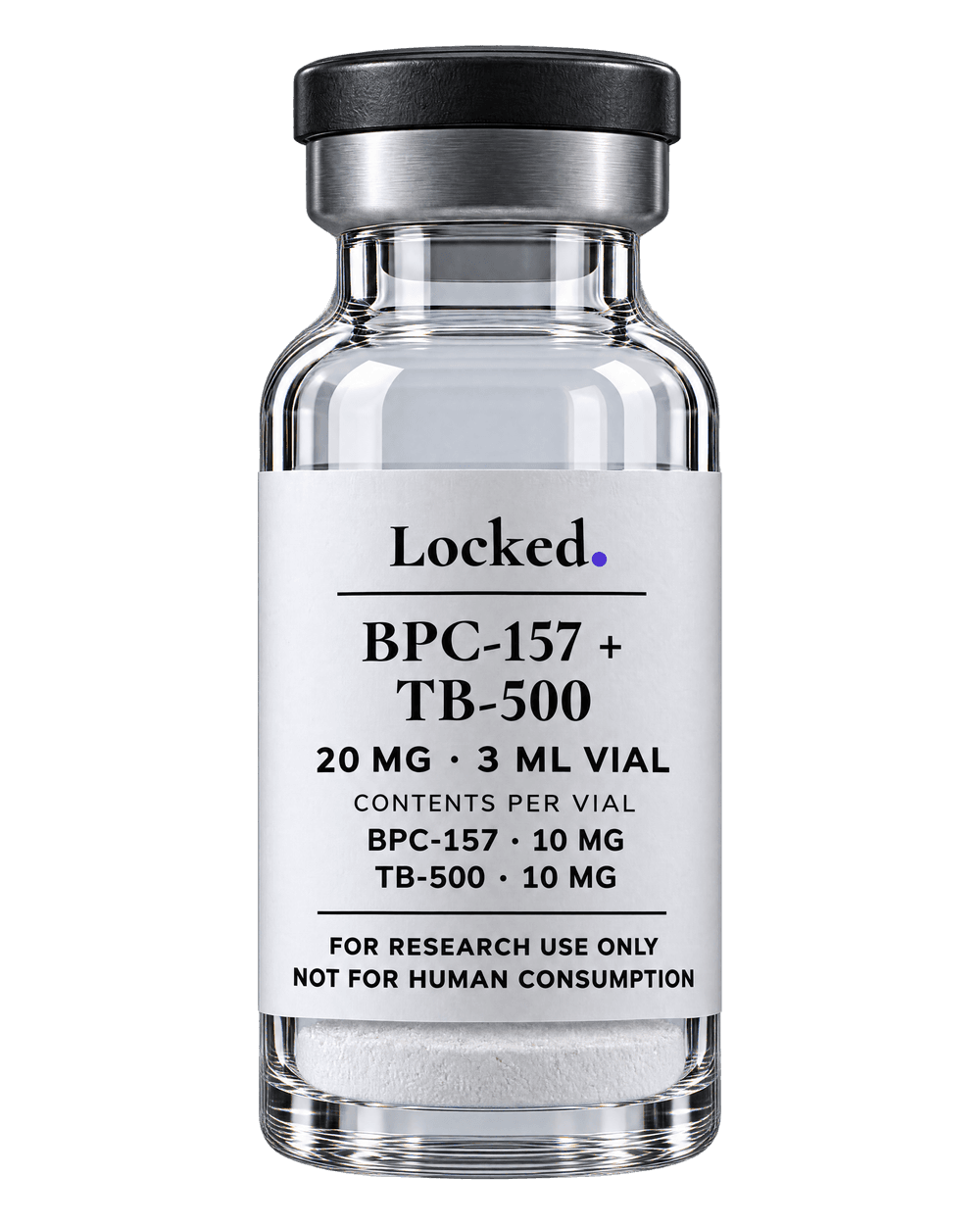 BPC-157 + TB-500 20 mg in a sealed clear glass Locked vial